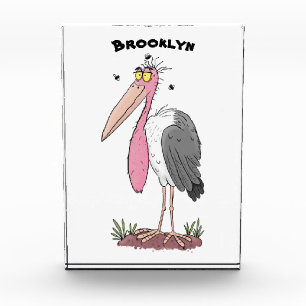 Funny marabou stork cartoon photo block