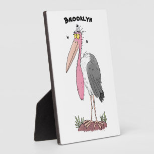 Funny marabou stork cartoon plaque