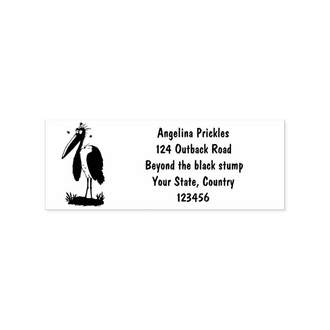 Funny marabou stork cartoon rubber stamp (Imprint)