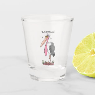 Funny marabou stork cartoon shot glass