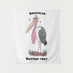 Funny marabou stork cartoon tapestry