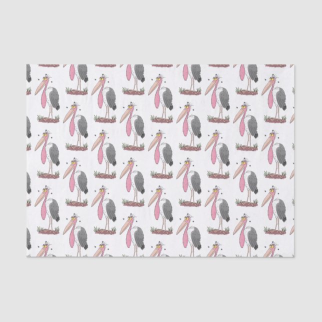Funny marabou stork cartoon tissue paper (Front)