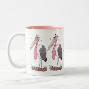 Funny marabou stork cartoon Two-Tone coffee mug