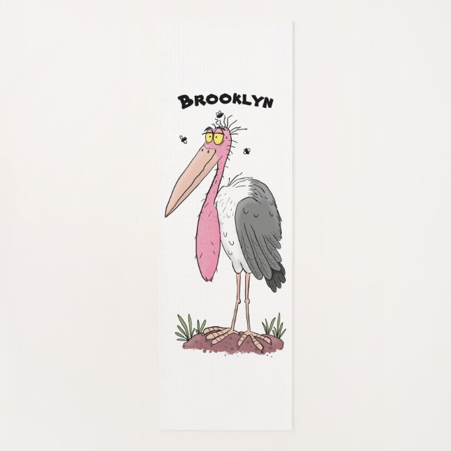 Funny marabou stork cartoon yoga mat (Front)