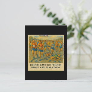 Funny Marathon Cartoon – Friends Don’t Let Friends Postcard