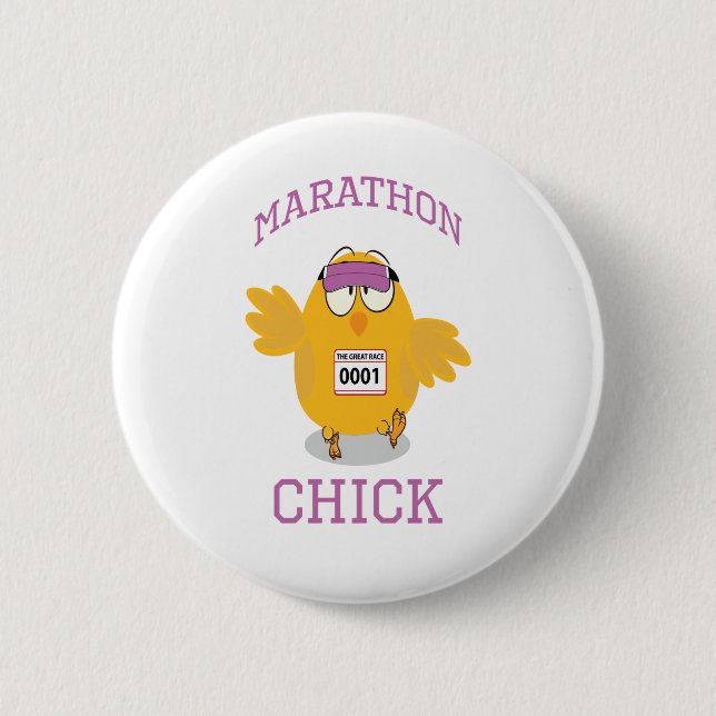 Funny Marathon Chick 2 Inch Round Button (Front)