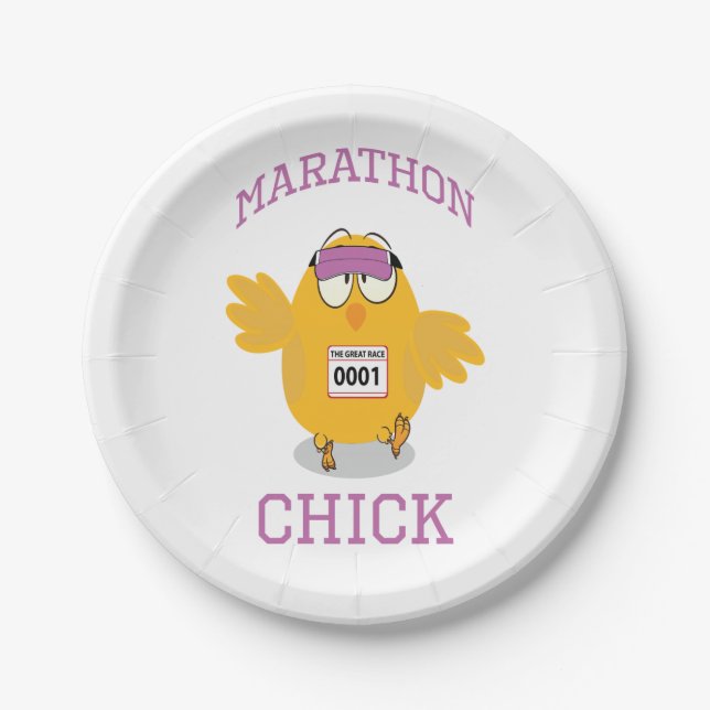 Funny Marathon Chick Paper Plate (Front)