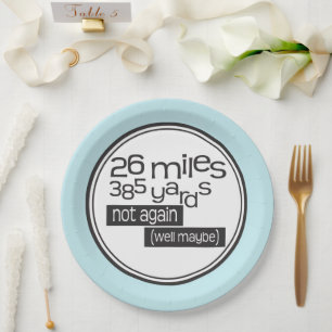 Funny Marathon Runner 26 miles 385 yards Paper Plate