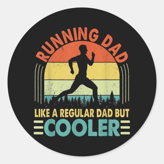 Funny Marathon Runner Father's Day  Classic Round Sticker (Front)