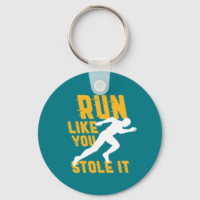 Funny Marathon Running Jogging Workout Exercise Keychain (Front)