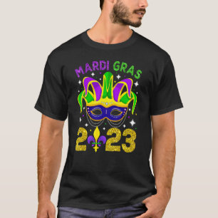 Funny Mardi Gras 2023 Mask Beads Men Womens Girls T-Shirt