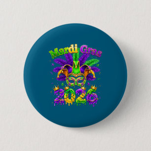 Funny Mardi Gras 2026 Jester Outfit 2 Inch Round Button