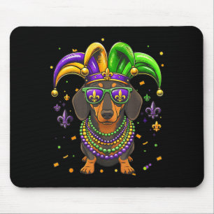 Funny mardi gras bead dachshund dog festivalFunny Mouse Pad