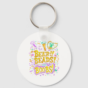 Funny Mardi Gras Beer Beads Breast New Orleans  Keychain