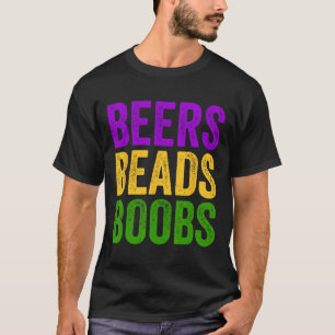 Funny Mardi Gras Beers Beads Breast Tee New Orlean