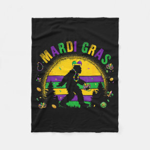Funny Mardi Gras Bigfoot Carnival Orleans Fleece Blanket