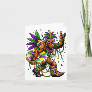 Funny Mardi Gras Bigfoot King Cake Card