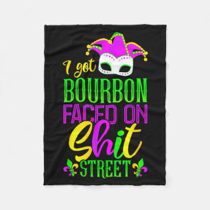 Funny Mardi Gras Bourbon Street , New Orleans Drin Fleece Blanket