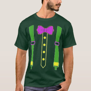 Funny Mardi Gras Bow Tie & Suspenders Matching Men T-Shirt