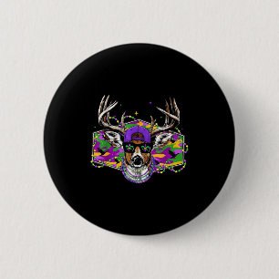 Funny Mardi Gras Buck Deer Hunting Boys Fat Tuesda 2 Inch Round Button