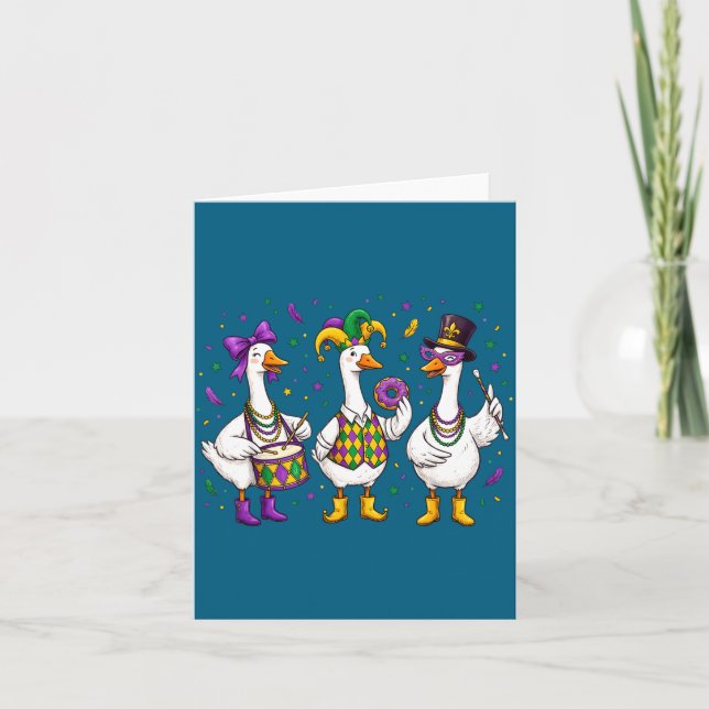 Funny Mardi Gras Carnival Silly Goose Mask Louisia Card (Front)