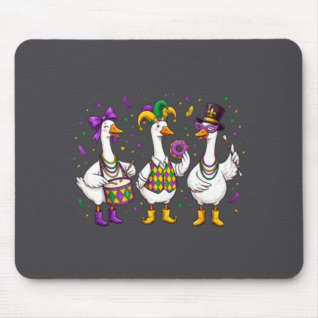 Funny Mardi Gras Carnival Silly Goose Mask Louisia Mouse Pad (Front)