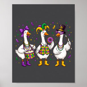 Funny Mardi Gras Carnival Silly Goose Mask Louisia Poster