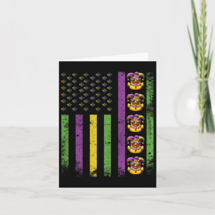 Funny Mardi Gras Ducks Usa Flag Beads Rubber Duck  Card