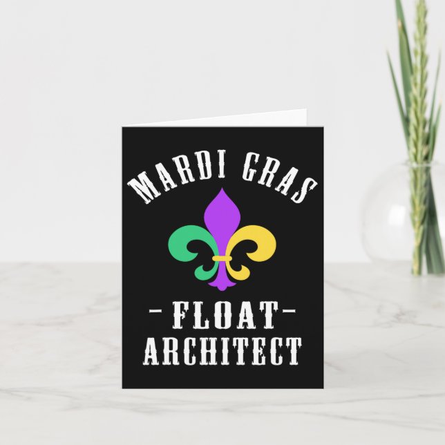 Funny Mardi Gras Float Architect Fleur De Lis  Card (Front)