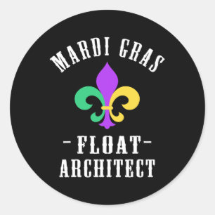 Funny Mardi Gras Float Architect Fleur De Lis Classic Round Sticker