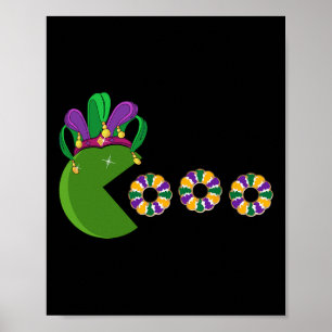Funny Mardi Gras Hat Eating King Cakes - Mardi Gra Poster