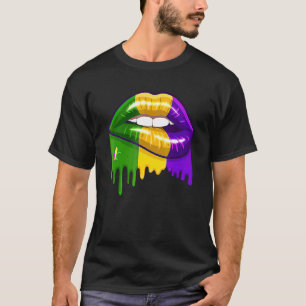 Funny Mardi Gras Lips Queen Carnival Costume Purpl T-Shirt