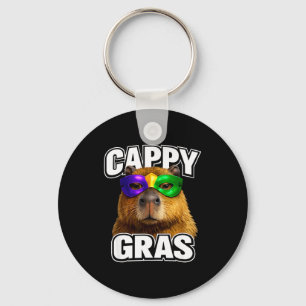 Funny mardi gras mask capybara meme  keychain