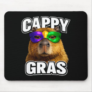 Funny mardi gras mask capybara meme mouse pad