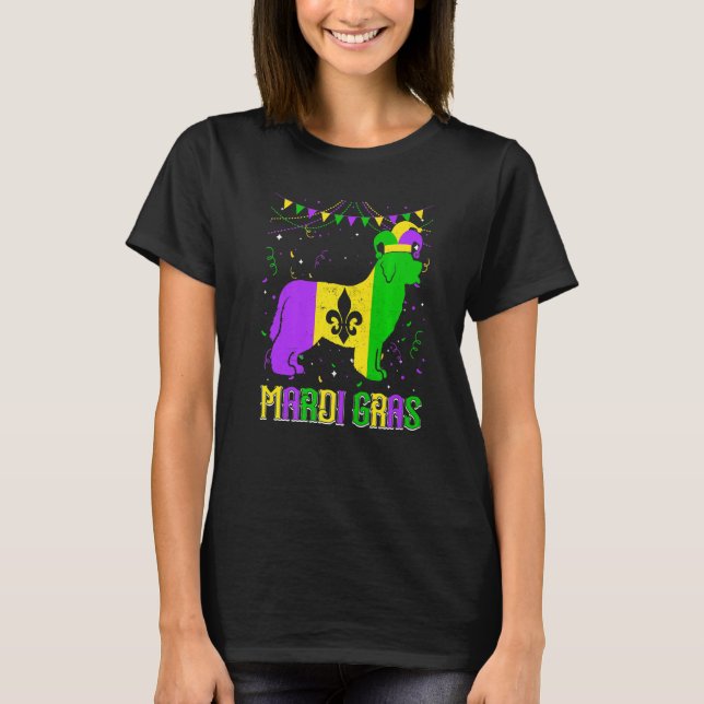 Funny Mardi Gras Newfoundland Dog Dad Mom Mardi Gr T-Shirt (Front)