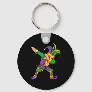 Funny Mardi Gras Outfit Dabbing Jester New Orleans Keychain