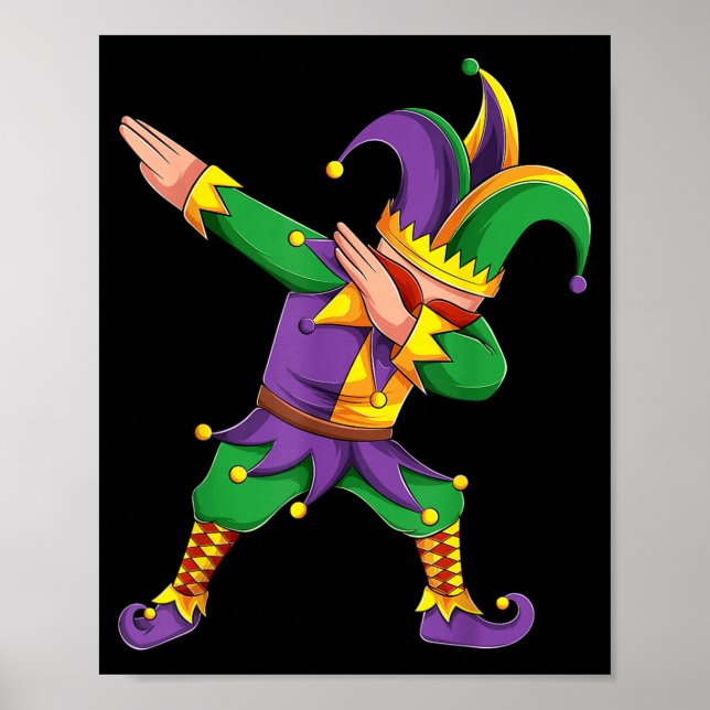 Funny Mardi Gras Outfit Dabbing Jester New Orleans Poster (Front)