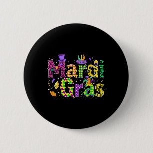 Funny Mardi Gras Parade Costume Jester Hat New Orl 2 Inch Round Button