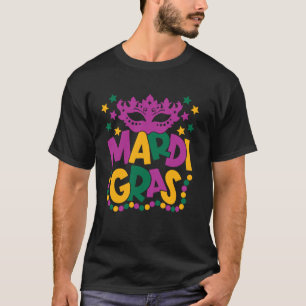 Funny Mardi Gras Parade Outfit Beads Mask Men Wome T-Shirt