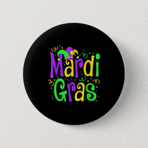 Funny Mardi Gras Parade Outfit Jester Hat Men Wome 2 Inch Round Button