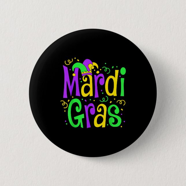 Funny Mardi Gras Parade Outfit Jester Hat Men Wome 2 Inch Round Button (Front)