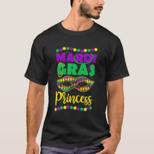 Funny Mardi Gras Princess Mask Beads , Kids Girls T-Shirt