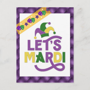 Funny Mardi Gras Purple Gold Postcard