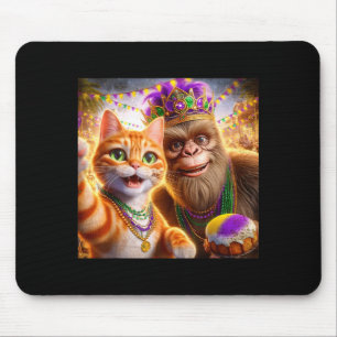 Funny Mardi Gras Selfie Cat Bigfoot Quote _1 Mouse Pad