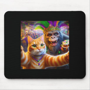 Funny Mardi Gras Selfie Cat Bigfoot Quote Mouse Pad