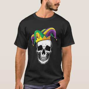 Funny Mardi Gras Skull Jester Hat Parade Costume M T-Shirt
