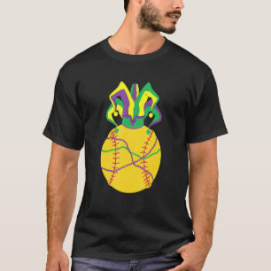 Funny Mardi Gras Softball Jester Hat Funny Festiva T-Shirt