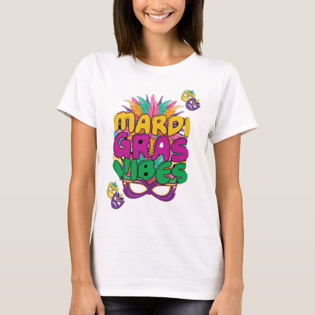 Funny Mardi Gras Women’s T-Shirt Beads (Front)