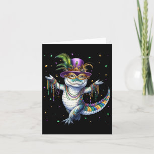 Funny Mardigator Mardi Gras Alligator Dancing Carn Card