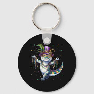 Funny Mardigator Mardi Gras Alligator Dancing Carn Keychain